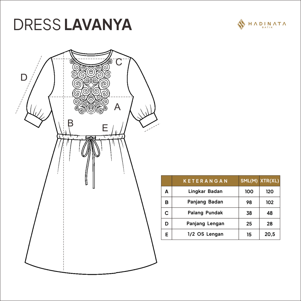 Hadinata Batik Premium Dress Batik Wanita Lavanya Navy