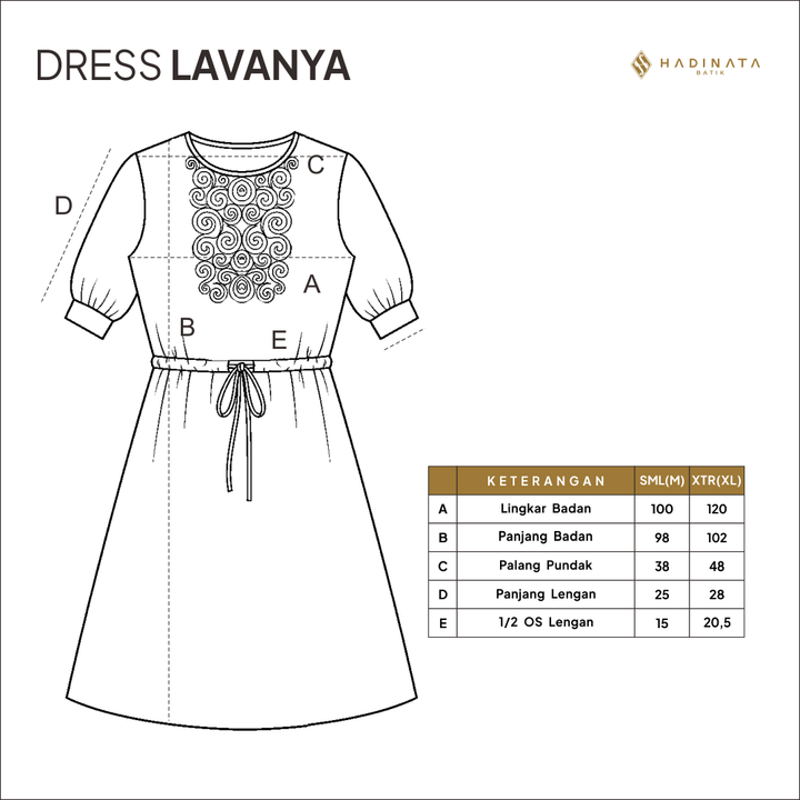 Hadinata Batik Premium Dress Batik Wanita Lavanya Navy