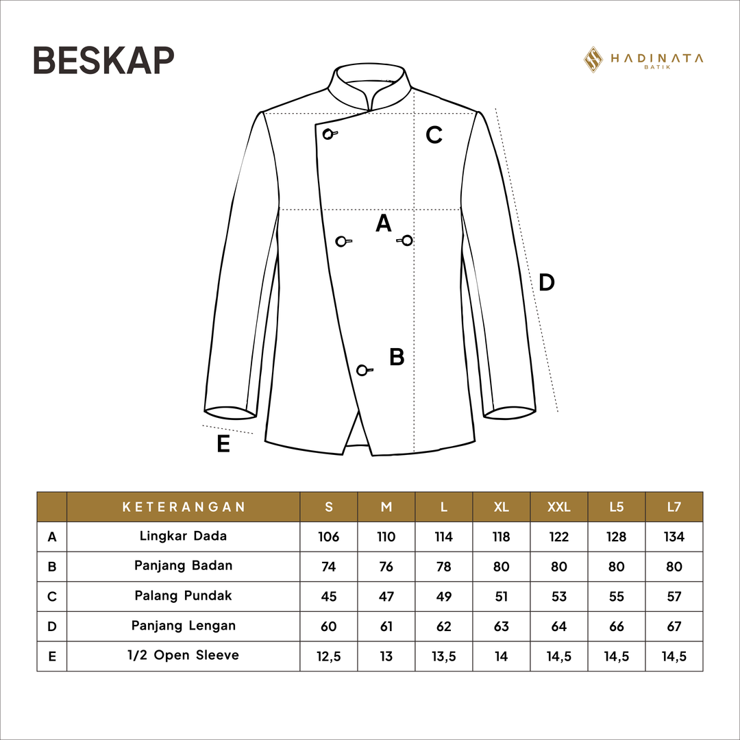 Hadinata Batik Premium Beskap Pria Lengan Panjang Dobby Furing Prakarsa