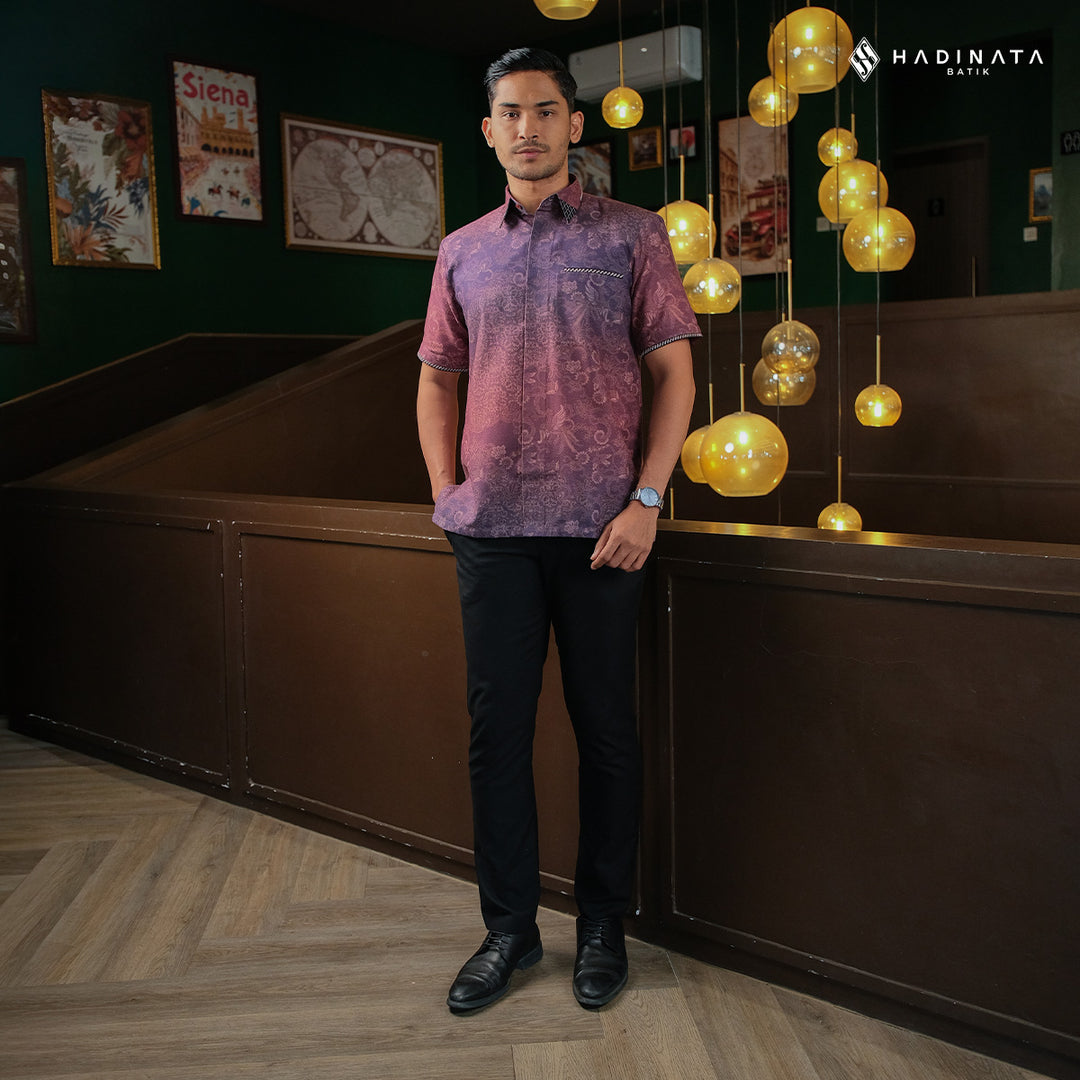 Hadinata Embroidery Batik Kemeja Pendek Tirawarna Purple