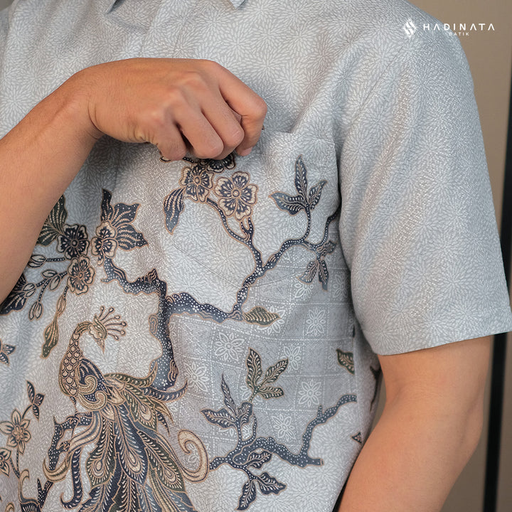 Hadinata Batik Premium Kemeja Batik Pria Lengan Pendek Furing Dobby Luruh Laras Grey