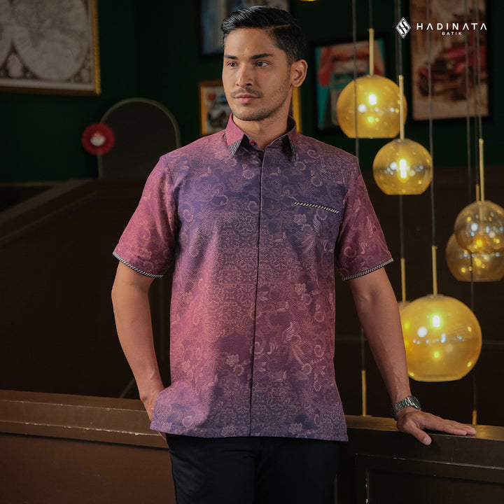 Hadinata Embroidery Batik Kemeja Pendek Tirawarna Purple