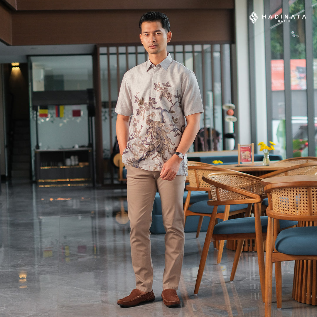 Hadinata Batik Premium Kemeja Batik Pria Lengan Pendek Furing Dobby Luruh Laras Grey