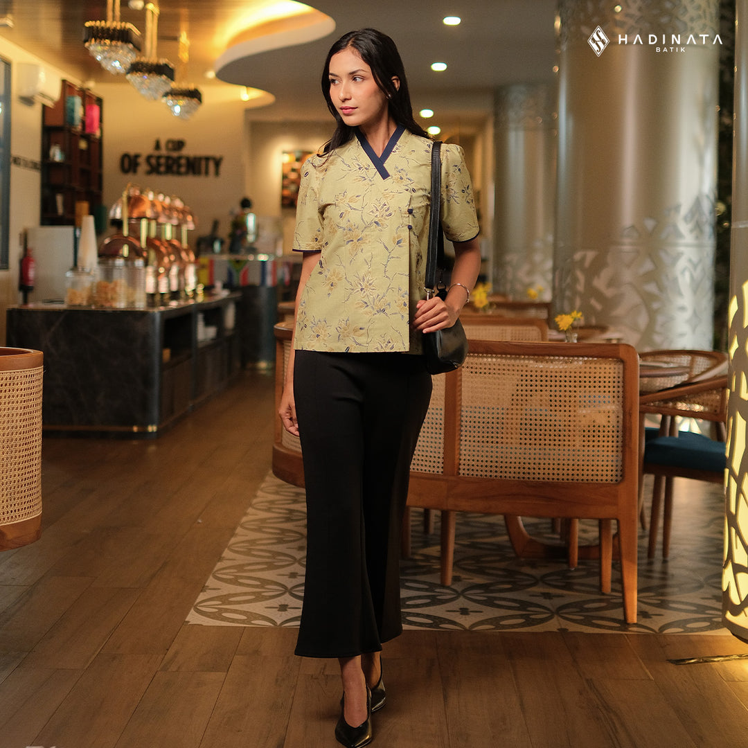 Hadinata Batik Premium Blouse Batik Wanita Lengan Pendek Superfine Wardhani Green