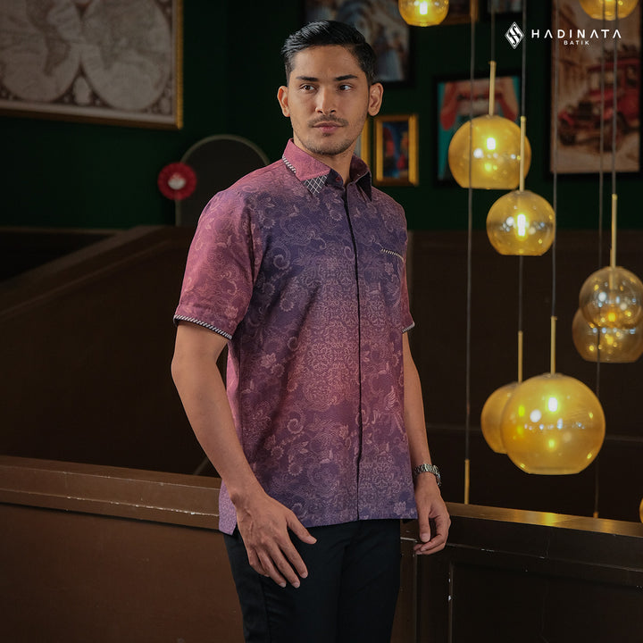 Hadinata Embroidery Batik Kemeja Pendek Tirawarna Purple