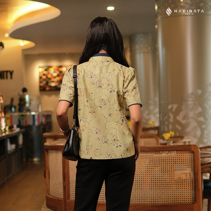 Hadinata Batik Premium Blouse Batik Wanita Lengan Pendek Superfine Wardhani Green