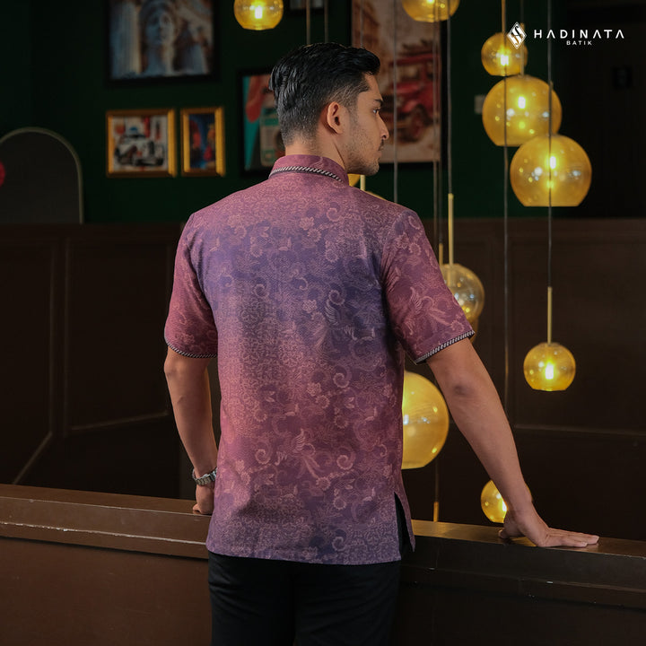 Hadinata Embroidery Batik Kemeja Pendek Tirawarna Purple