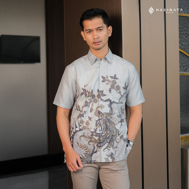 Hadinata Batik Premium Kemeja Batik Pria Lengan Pendek Furing Dobby Luruh Laras Grey