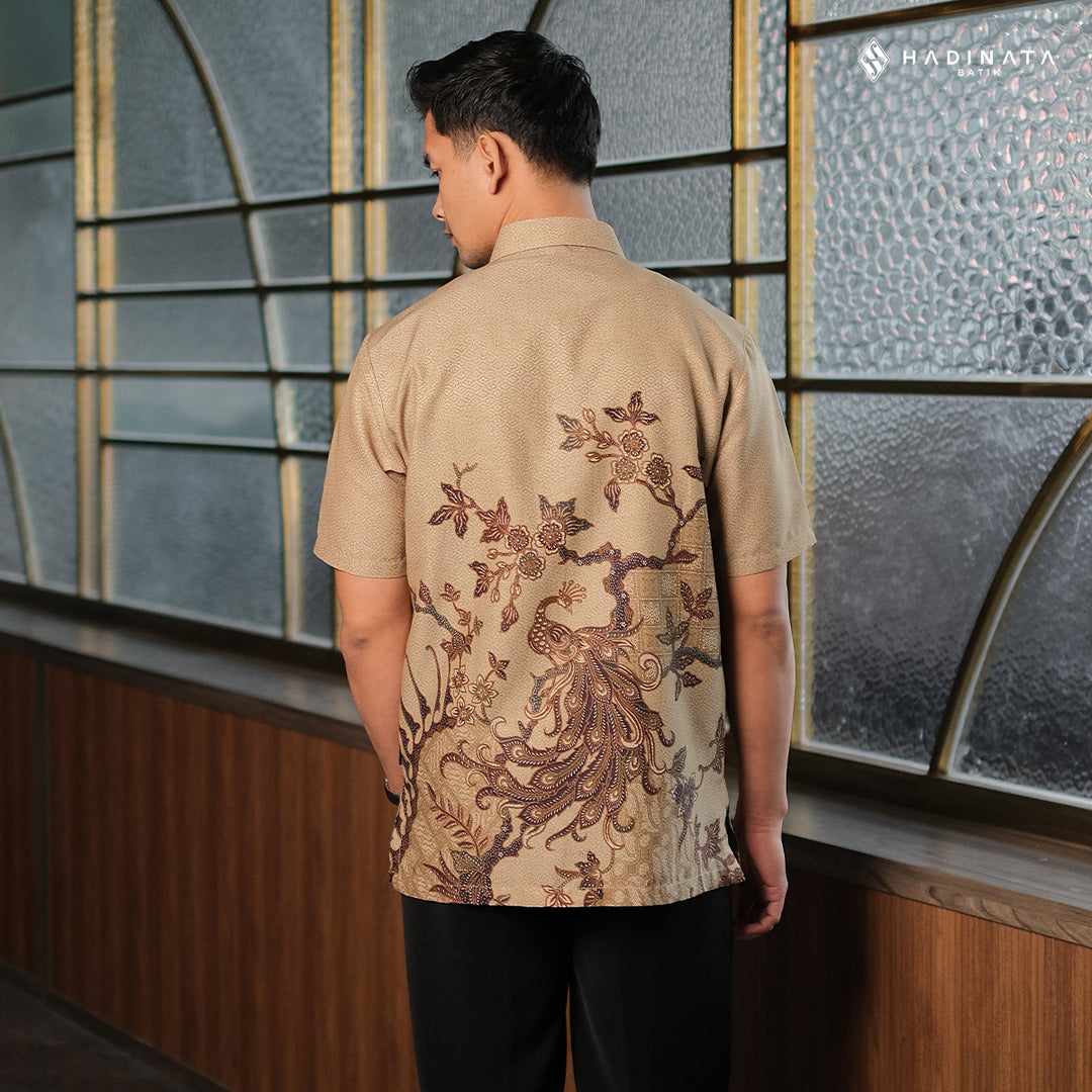 Hadinata Batik Premium Kemeja Batik Pria Lengan Pendek Furing Dobby Luruh Laras Cream