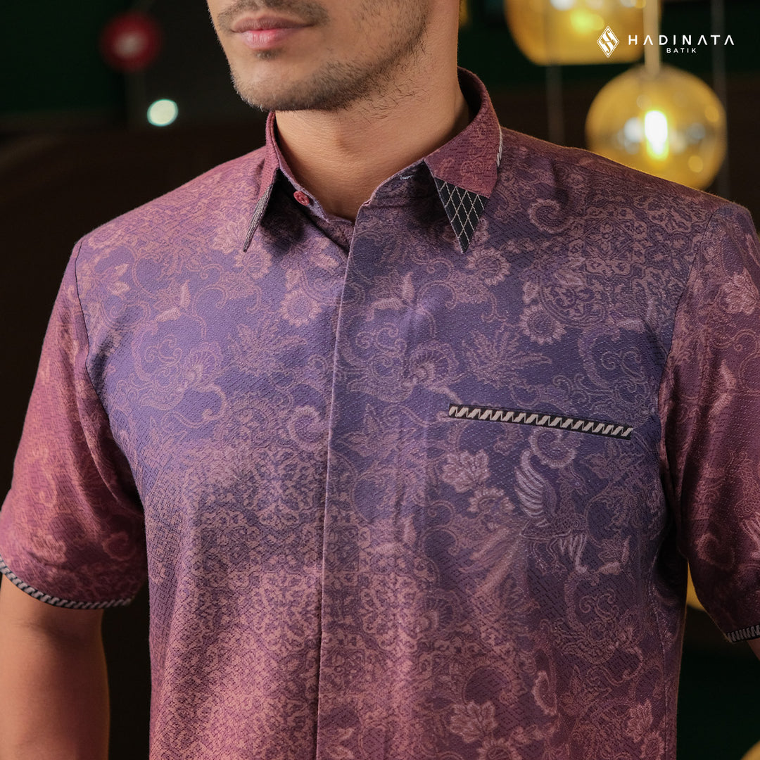 Hadinata Embroidery Batik Kemeja Pendek Tirawarna Purple