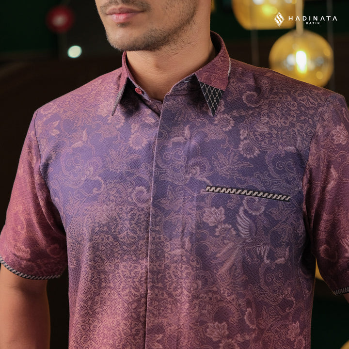 Hadinata Embroidery Batik Kemeja Pendek Tirawarna Purple