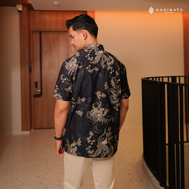Hadinata Batik Premium Kemeja Batik Pria Lengan Pendek Superfine Sukmara Black