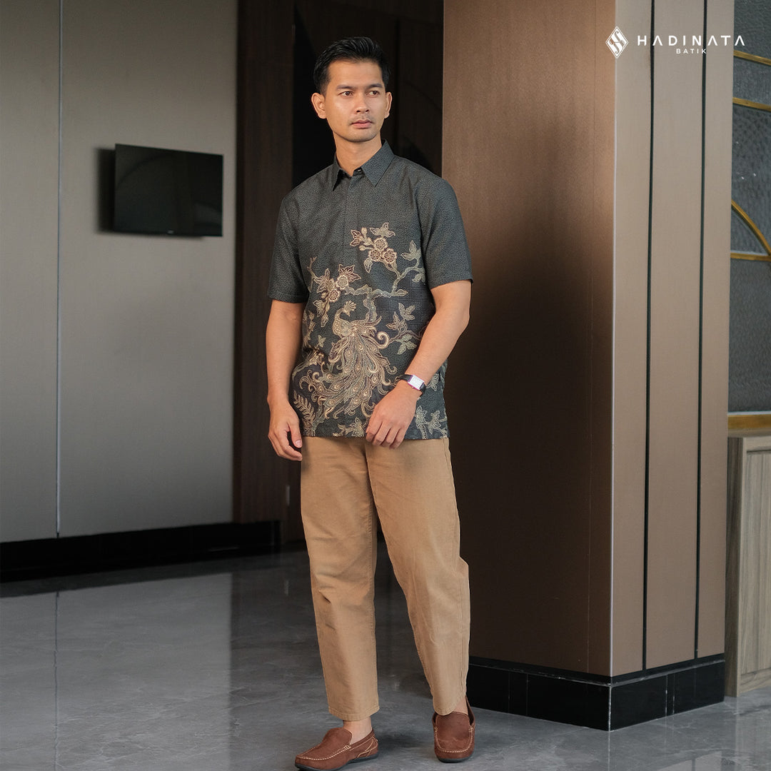 Hadinata Batik Premium Kemeja Batik Pria Lengan Pendek Furing Dobby Luruh Laras Green