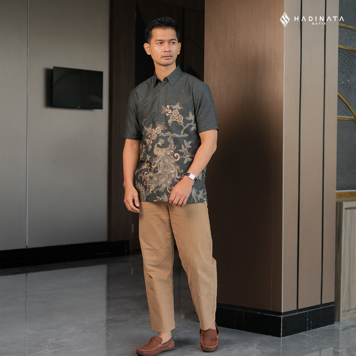 Hadinata Batik Premium Kemeja Batik Pria Lengan Pendek Furing Dobby Luruh Laras Green