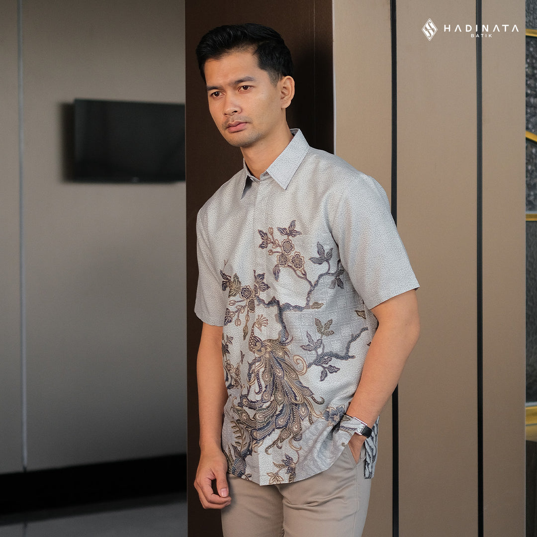 Hadinata Batik Premium Kemeja Batik Pria Lengan Pendek Furing Dobby Luruh Laras Grey