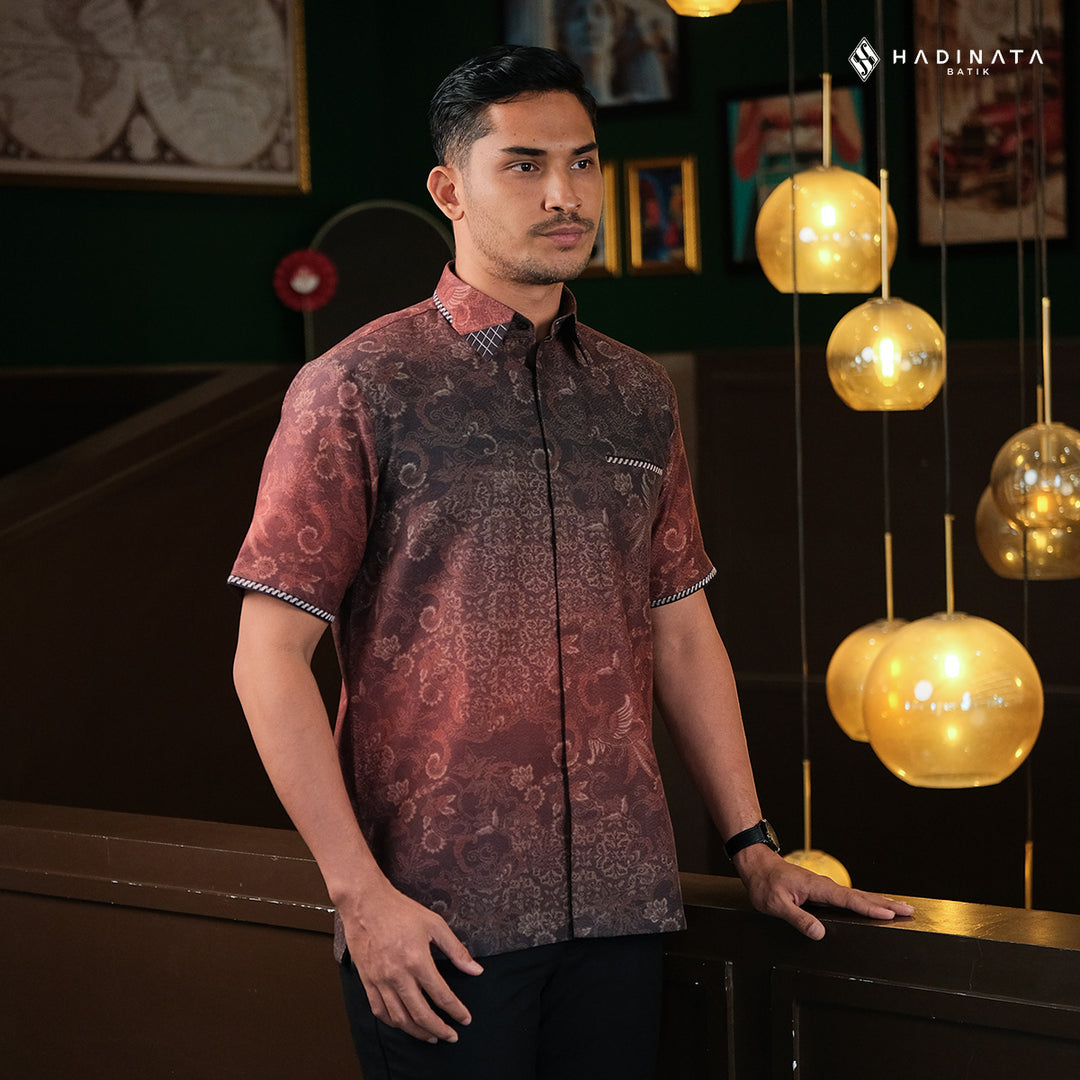 Hadinata Embroidery Batik Kemeja Pendek Tirawarna Brown