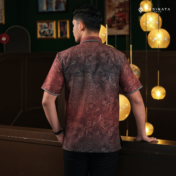 Hadinata Embroidery Batik Kemeja Pendek Tirawarna Brown