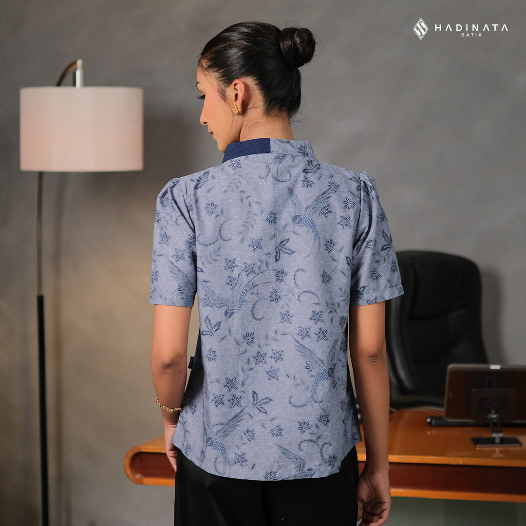 Blouse Batik Lengan Panjang -  Vanaswara Blue