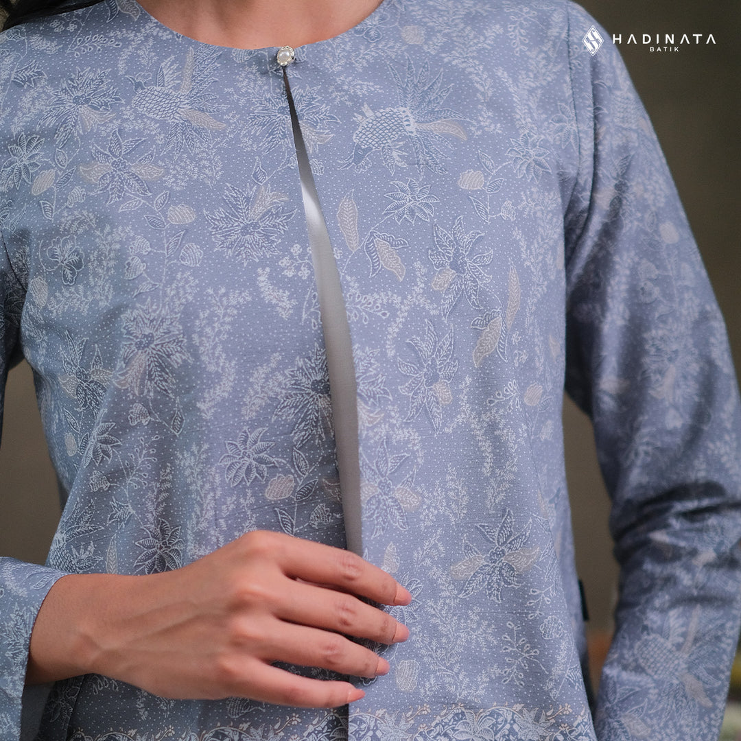Hadinata Batik Premium Outer Wanita Superfine Furing Senandika Grey