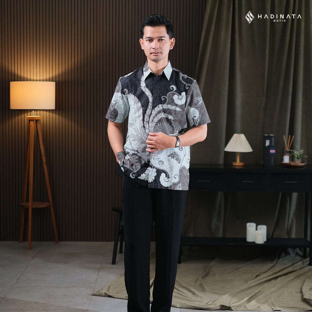 Hadinata Batik Premium Kemeja Batik Pria Lengan Pendek Superfine Vargaz Black