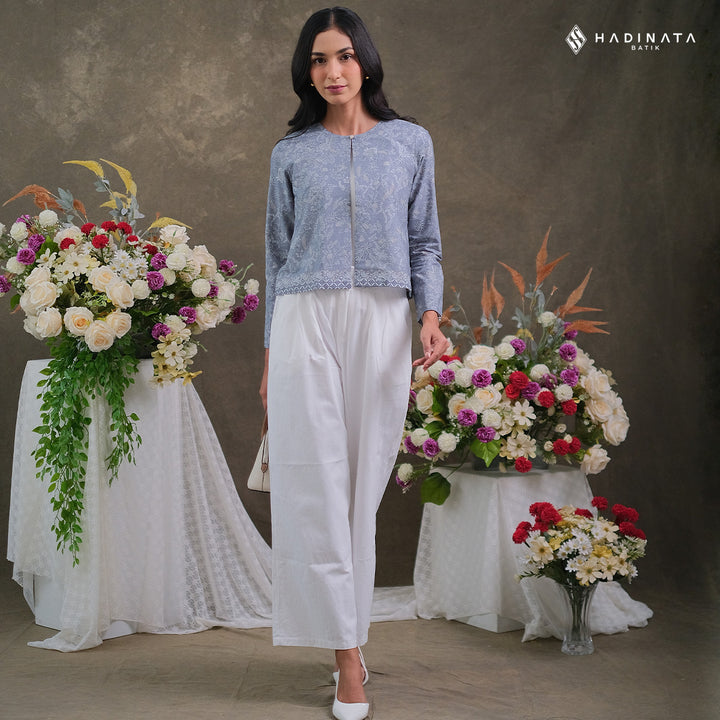 Hadinata Batik Premium Outer Wanita Superfine Furing Senandika Grey