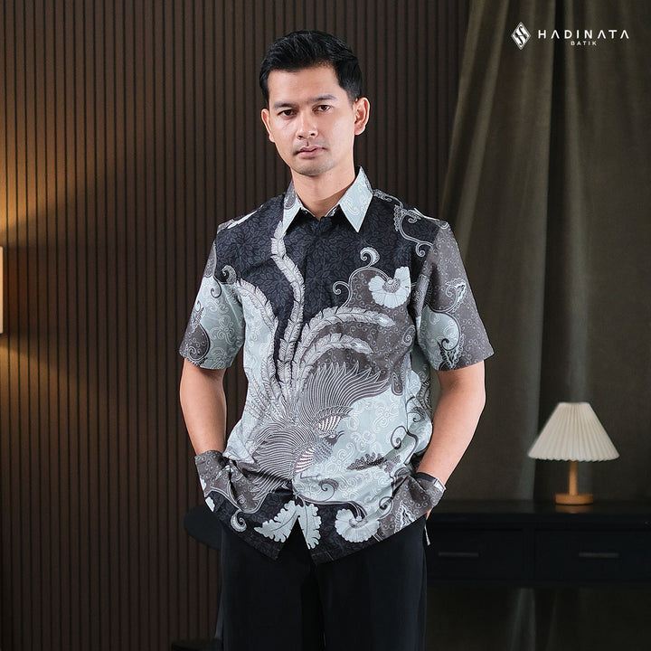 Hadinata Batik Premium Kemeja Batik Pria Lengan Pendek Superfine Vargaz Black