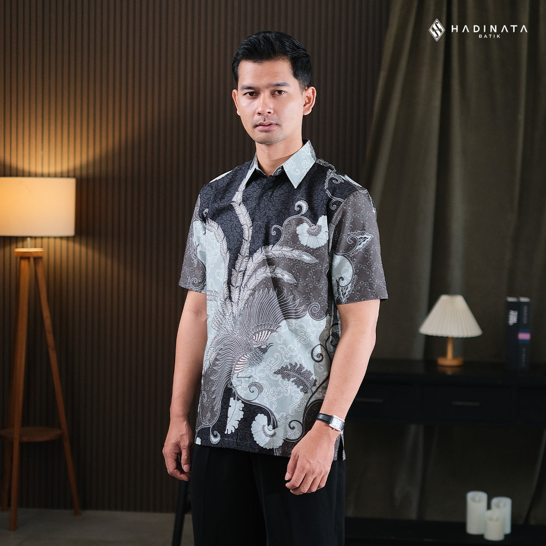 Hadinata Batik Premium Kemeja Batik Pria Lengan Pendek Superfine Vargaz Black