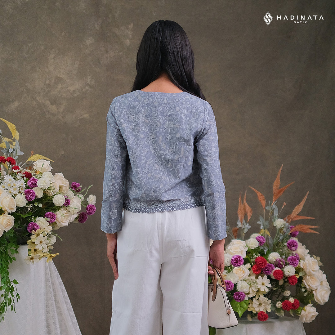Hadinata Batik Premium Outer Wanita Superfine Furing Senandika Grey