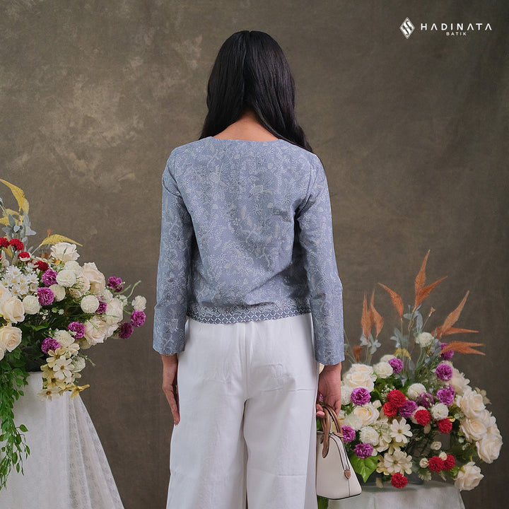 Hadinata Batik Premium Outer Wanita Superfine Furing Senandika Grey