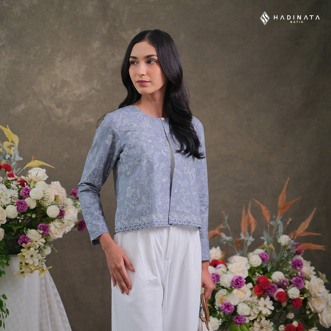Hadinata Batik Premium Outer Wanita Superfine Furing Senandika Grey