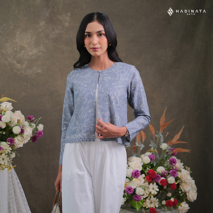 Hadinata Batik Premium Outer Wanita Superfine Furing Senandika Grey