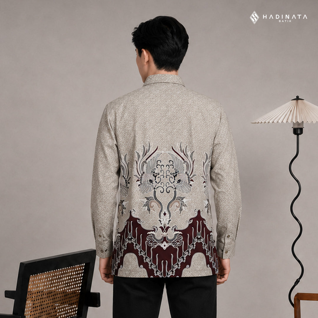 Hadinata Batik Premium Kemeja Batik Pria Lengan Panjang Superfine Furing Fazwan Cream
