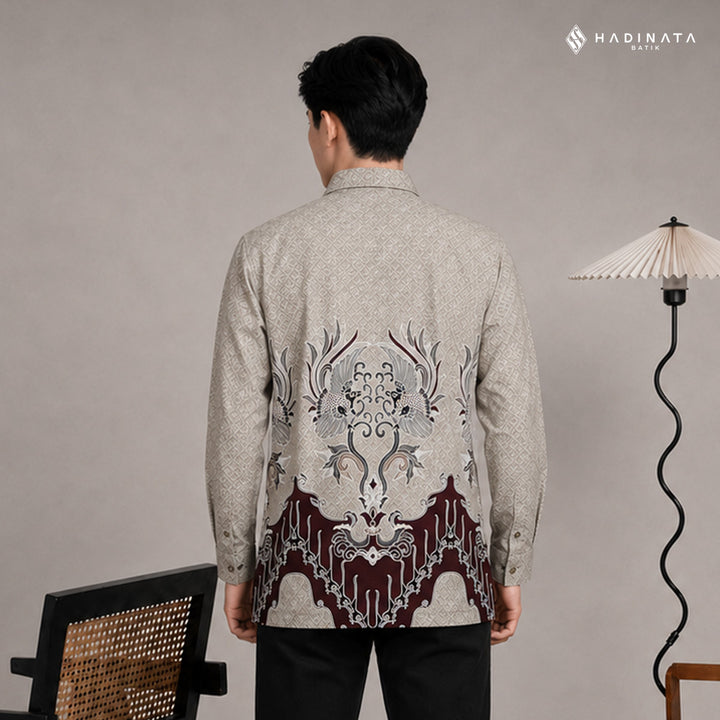 Hadinata Batik Premium Kemeja Batik Pria Lengan Panjang Superfine Furing Fazwan Cream