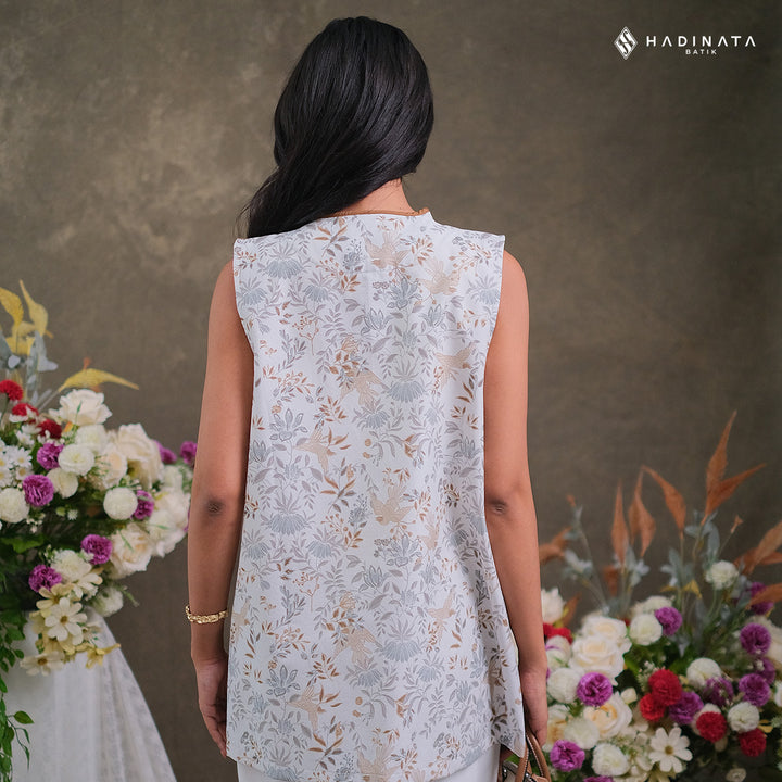 Hadinata Batik Premium Outer Wanita Superfine Furing Widuri White