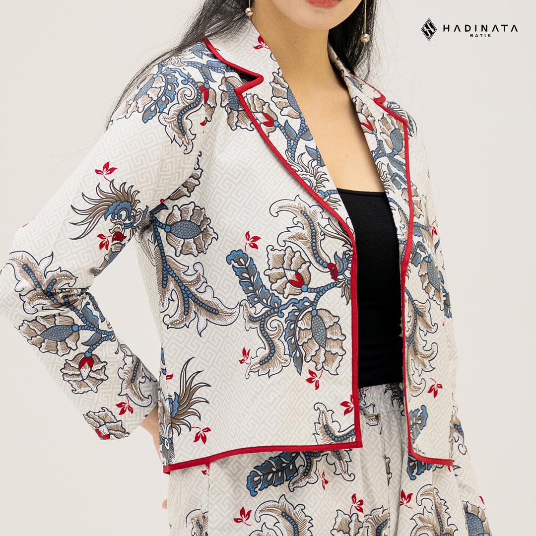 Hadinata Batik Premium Set Blazer Celana Gracika White
