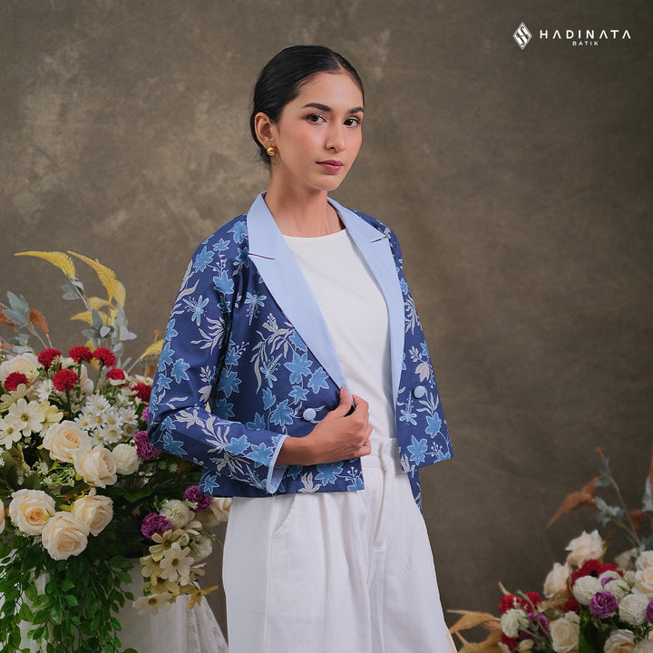 Hadinata Batik Premium Blazer Wanita Vidalea Navy
