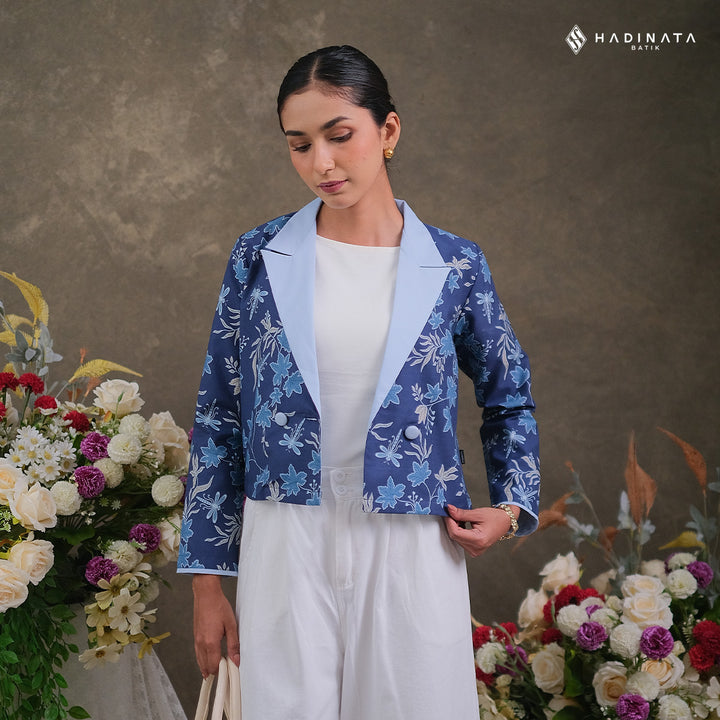 Hadinata Batik Premium Blazer Wanita Vidalea Navy