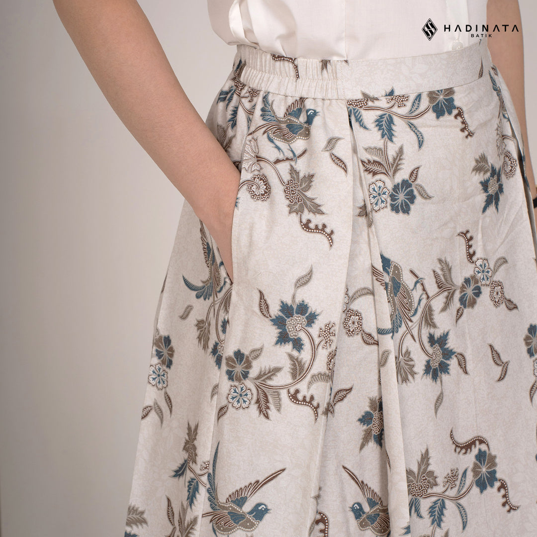 Hadinata Batik Sarimbit Set Batik Couple Rinanti Cream - Kemeja Lengan Pendek & Rok - COUPLE (KEMEJA+ROK), S - (SML) (Copy) (Copy)