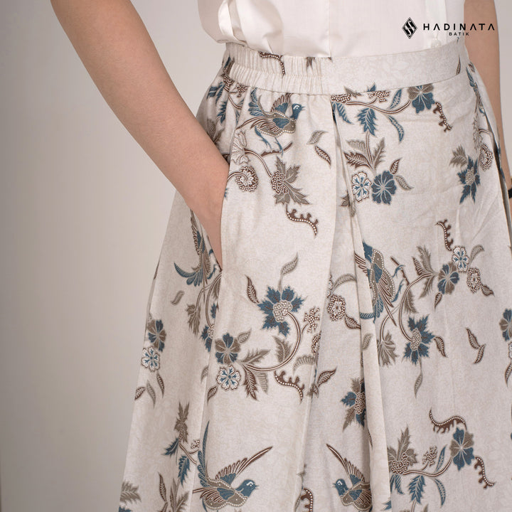 Hadinata Batik Sarimbit Set Batik Couple Rinanti Cream - Kemeja Lengan Pendek & Rok - COUPLE (KEMEJA+ROK), S - (SML) (Copy) (Copy)