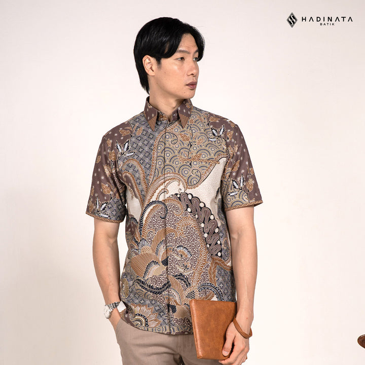 Hadinata Embroidery Batik Kemeja Pendek Omkara Cream