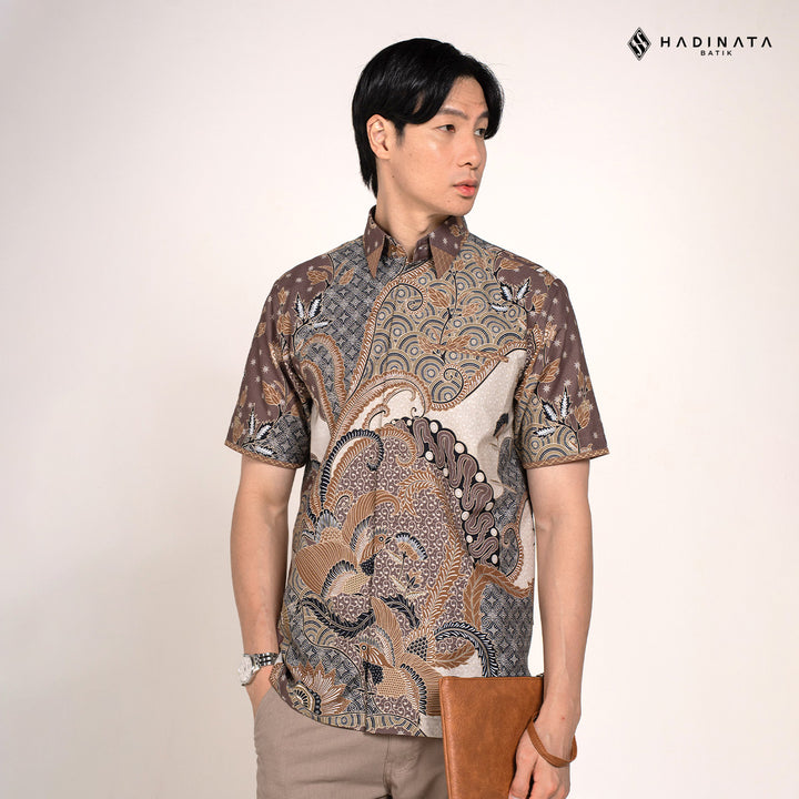 Hadinata Embroidery Batik Kemeja Pendek Omkara Cream
