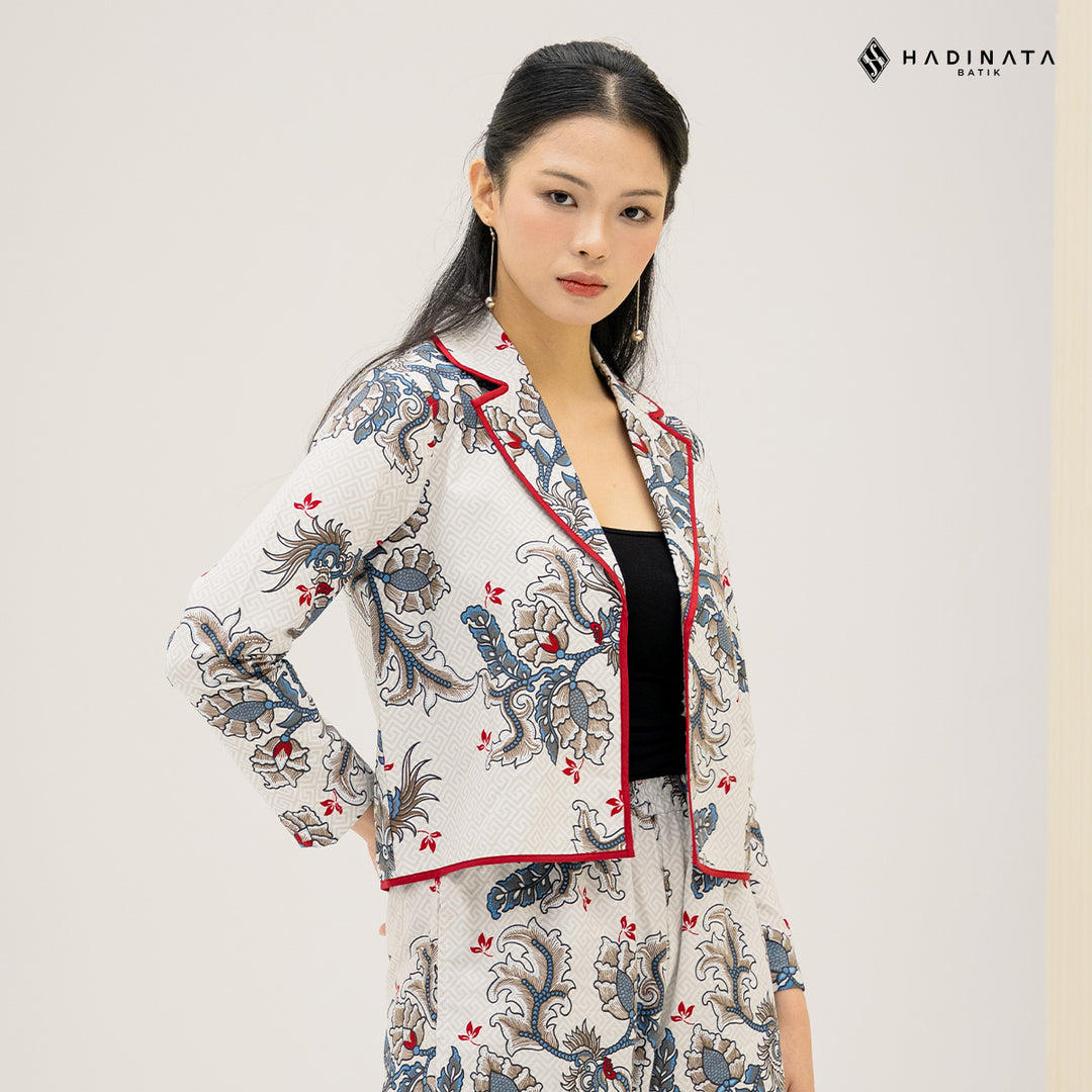 Hadinata Batik Premium Set Blazer Celana Gracika White
