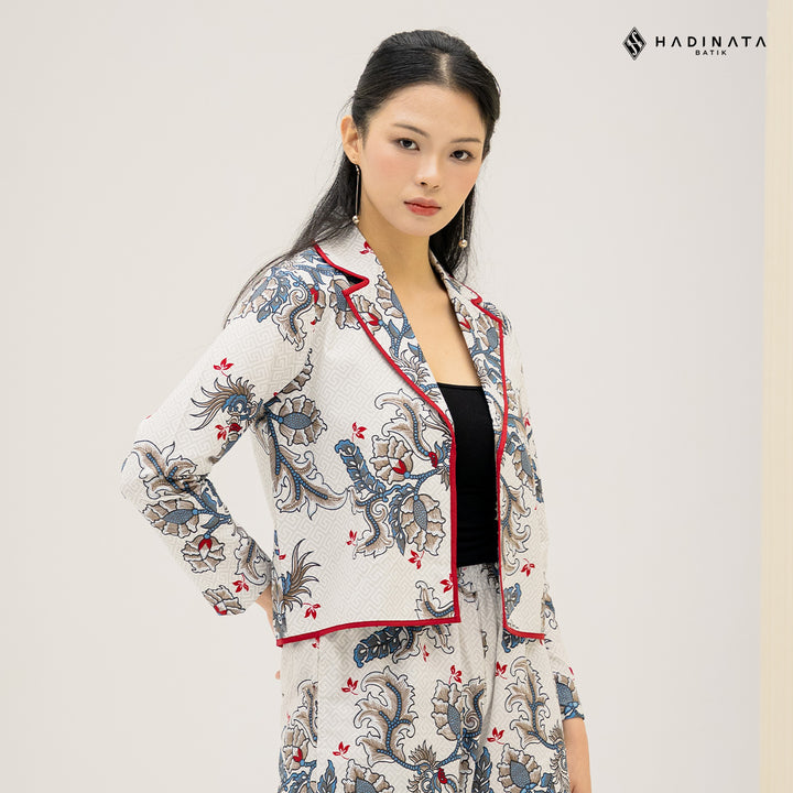Hadinata Batik Premium Set Blazer Celana Gracika White