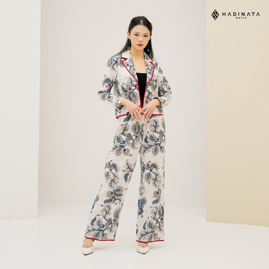 Hadinata Batik Premium Set Blazer Celana Gracika White