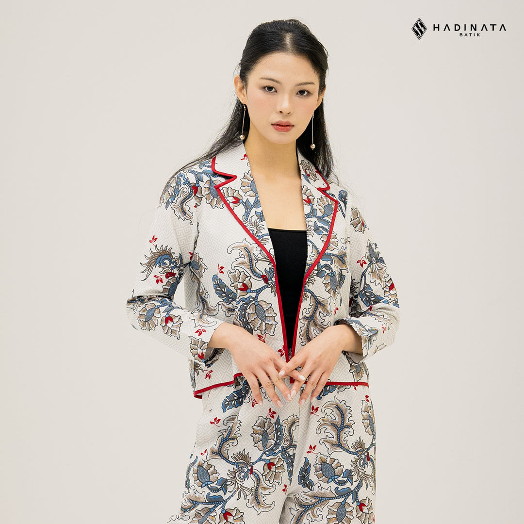 Hadinata Batik Premium Set Blazer Celana Gracika White