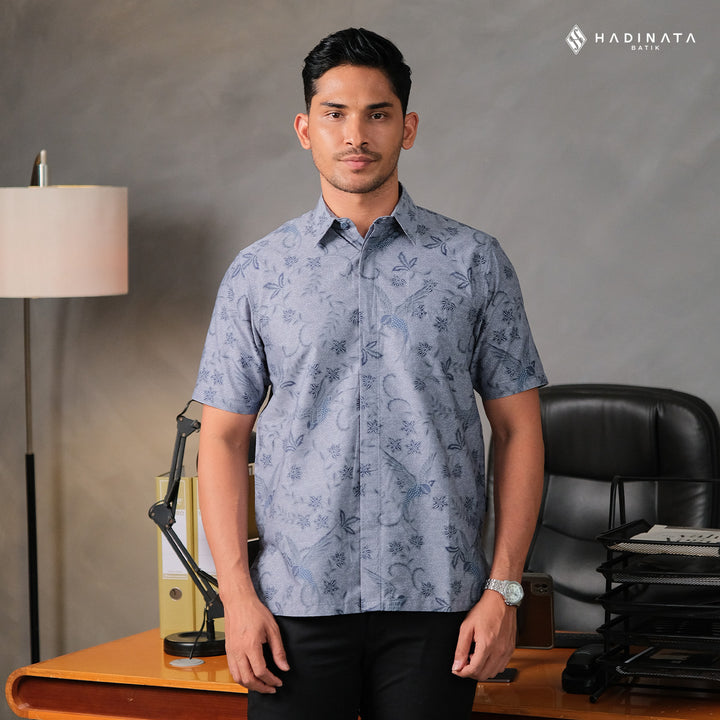 Kemeja Batik Lengan Pendek - Vanaswara Blue