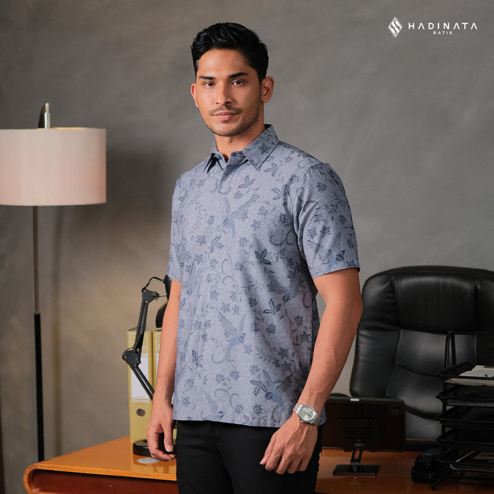Kemeja Batik Lengan Pendek - Vanaswara Blue