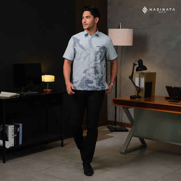 Kemeja Batik Signature Lengan Pendek - Alodya Blue