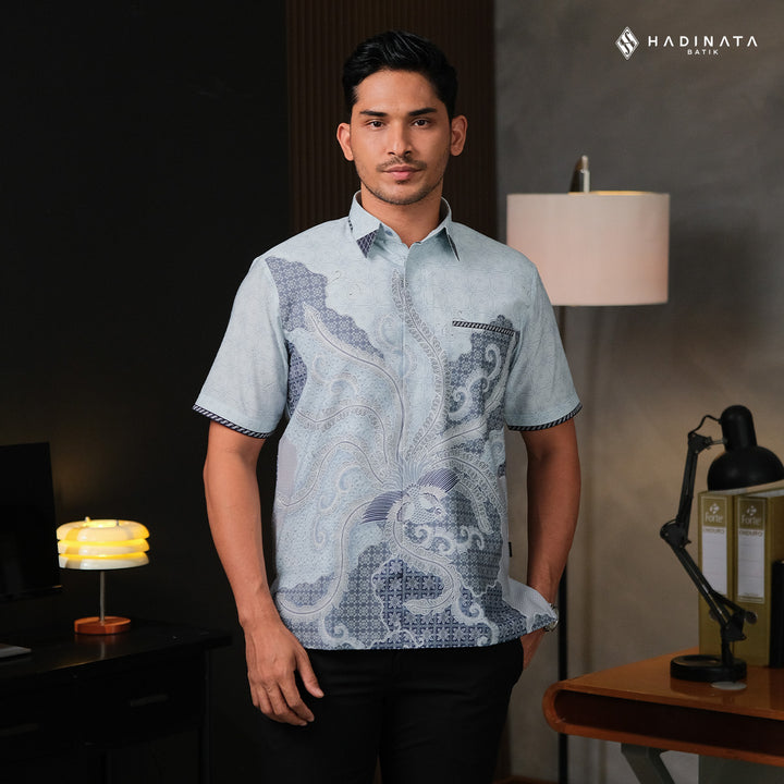 Kemeja Batik Signature Lengan Pendek - Alodya Blue