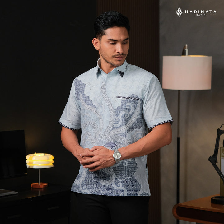 Kemeja Batik Signature Lengan Pendek - Alodya Blue